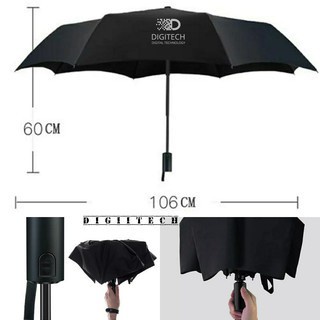 90FUN Automatic Umbrella With Flashlight - Payung Lipat Senter - Hitam