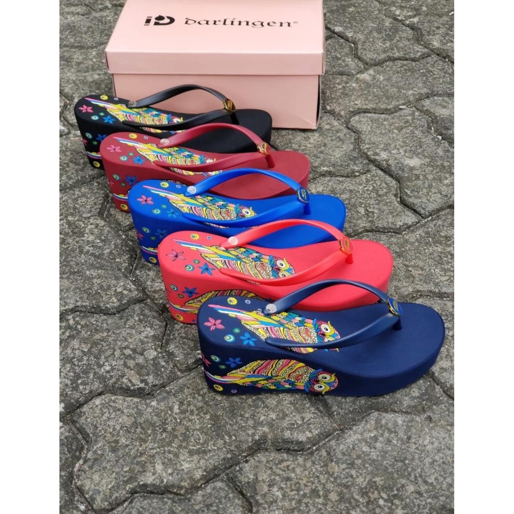 Sandal Wedges Wanita Darlingen Motif Owl dan Mickey