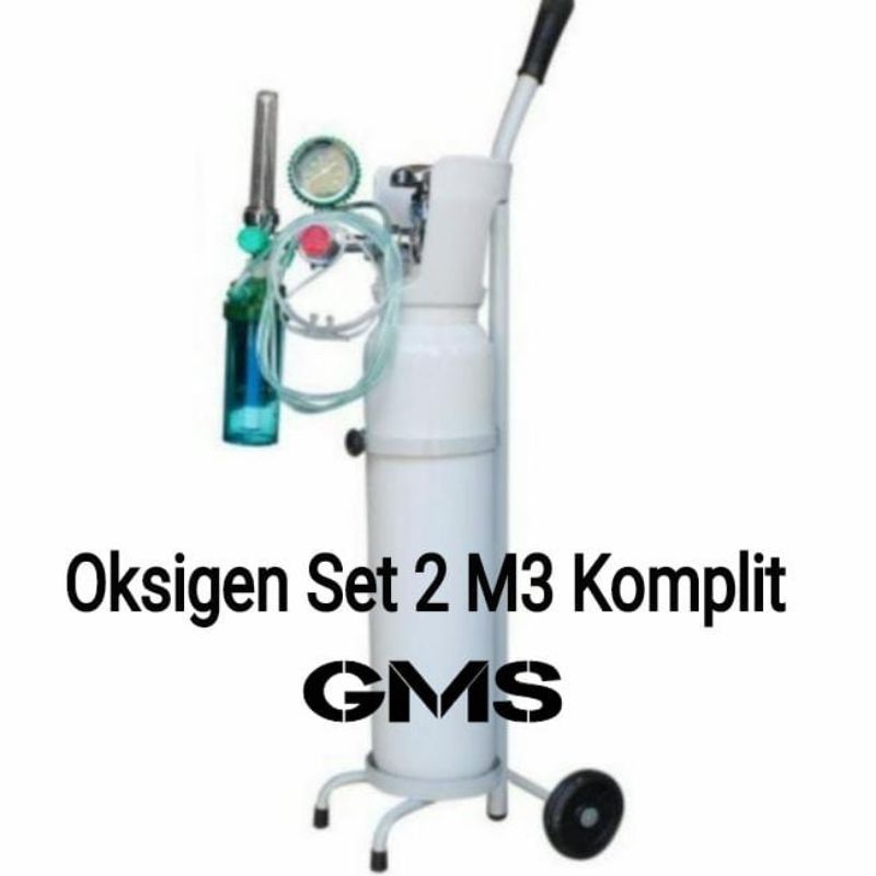 Oksigen Set Komplit 2 M3 ( Tabung + Regulator + Trolley + Selang Oksigen)