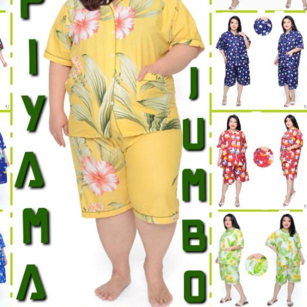 ▲ PIYAMA JUMBO CELANA PENDEK WANITA LD 130 120 SET BAJU TIDUR CEWEK DEWASA SETELAN KATUN KARAKTER ♛