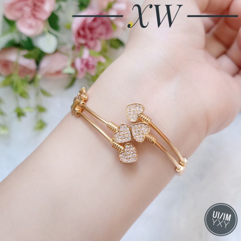 Gelang Yaxiya bangle Love zircon gold G06088