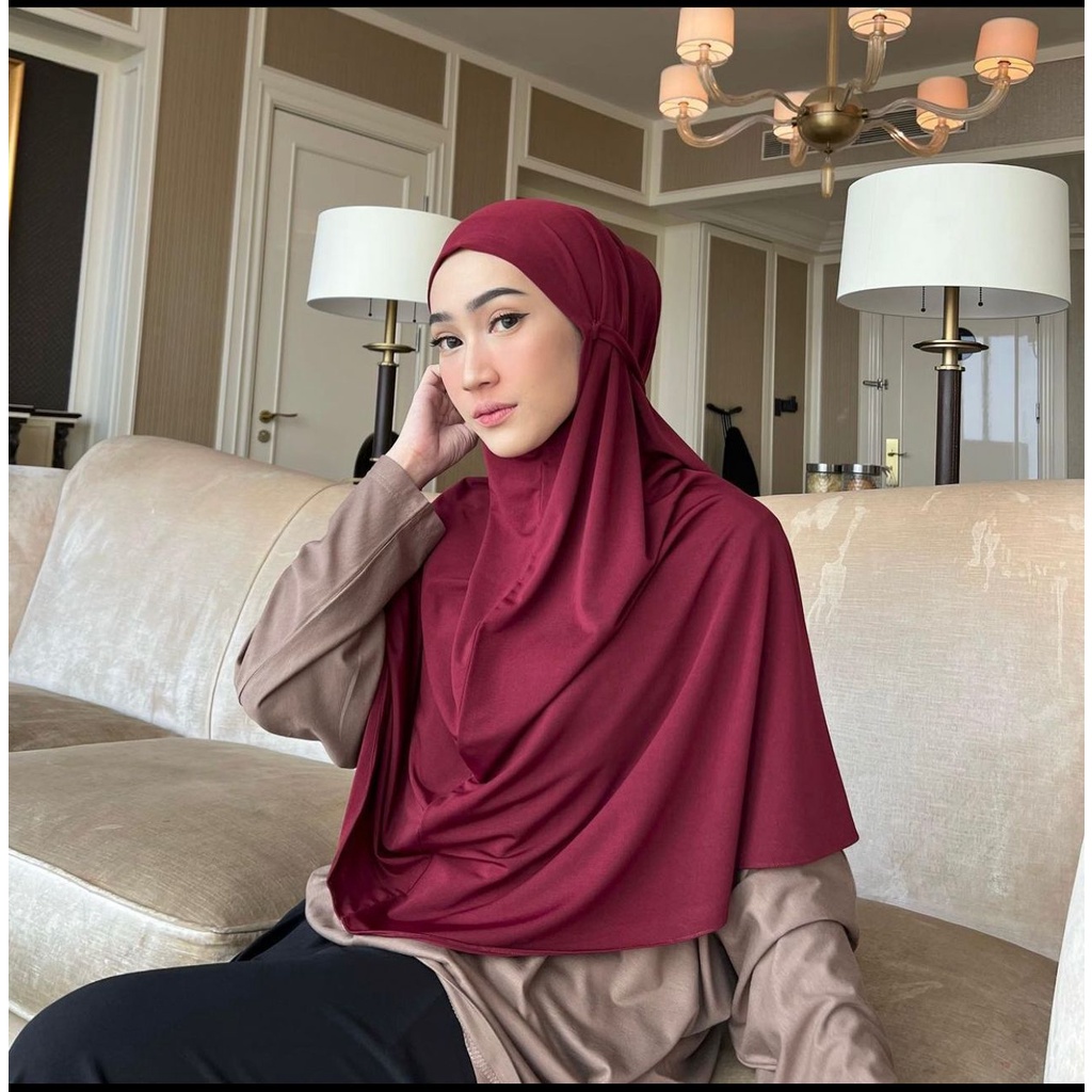 (KJI) HIJAB BERGO INAURA CIRCLE MARYAM INSTAN TALI JERSEY JUMBO