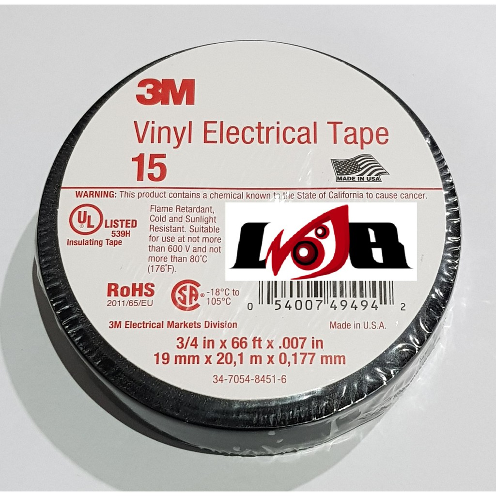 Solasi Hitam 3M Vinyl Electrical Tape Isolasi Listrik Tahan Panas