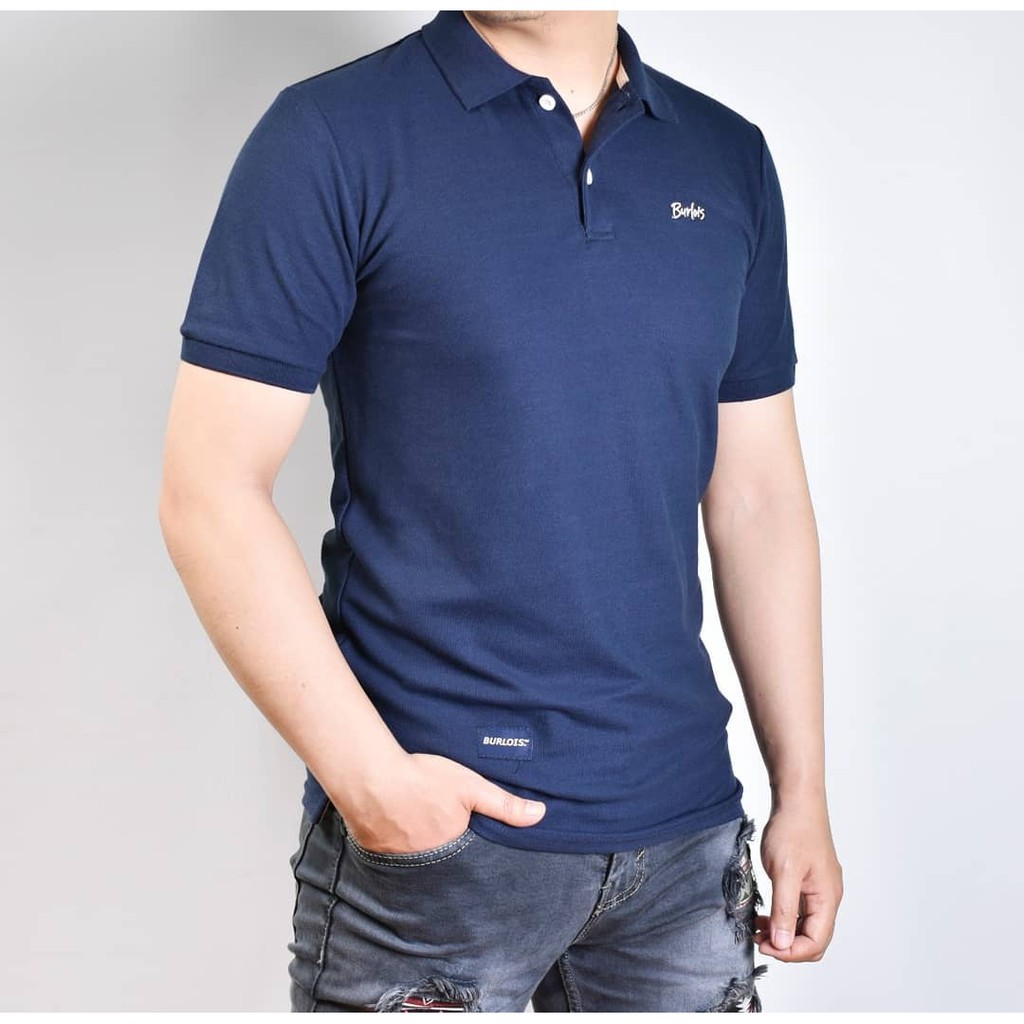 Burlois Store Kaos Burlois Kerah Pria Polo T-shirt Cotton Wangki Dark Navy