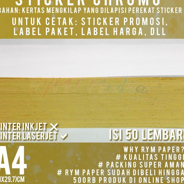 

[86] Sticker Chromo A4 isi 50 lembar / Kertas Stiker Glossy Mengkilap A4 dudi938