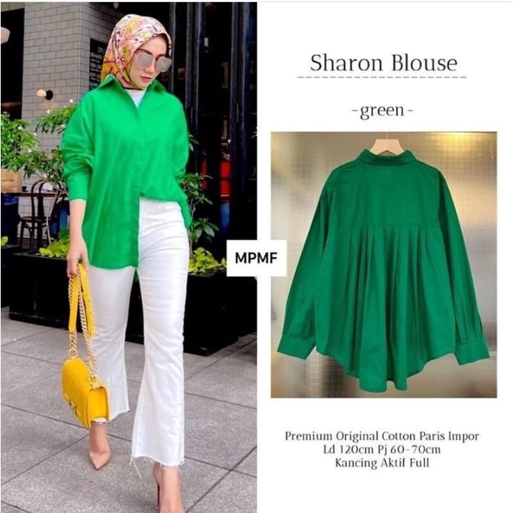 Sharon Bluse Bahan Katun - BAJU BLOUSE WANITA JUMBO BIG SIZE TO XXXL - ATASAN LENGAN PANJANG