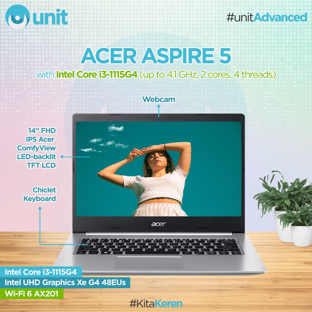 Acer Aspire 5 A514 - 54 - 3427 Core i3-1115G4  4GB 512GB SSD WIN 10 - Pure Silver