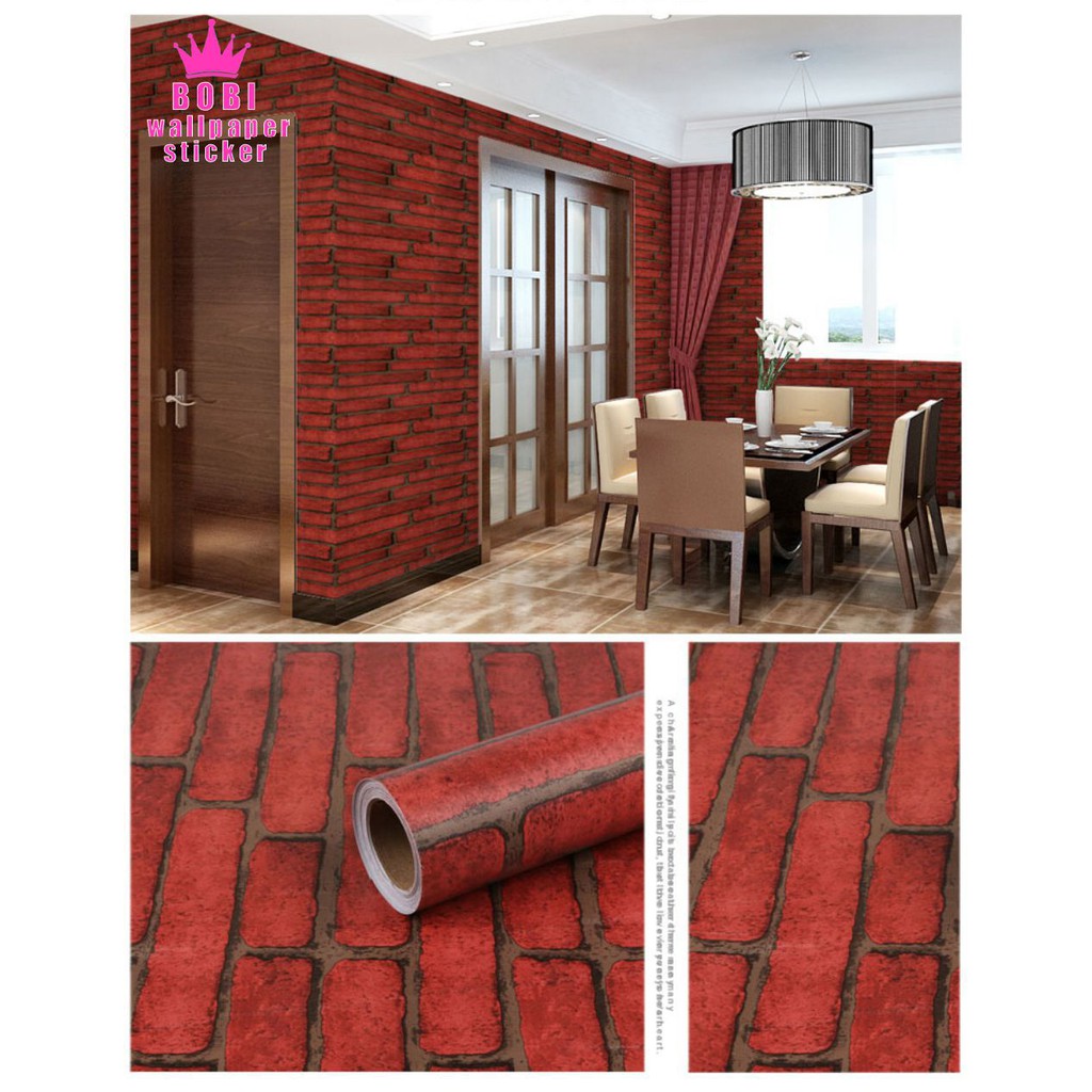 Wallpaper Sticker Motif Batu Bata - Wallpaper Sticker PVC ± 9 meter x 45 cm