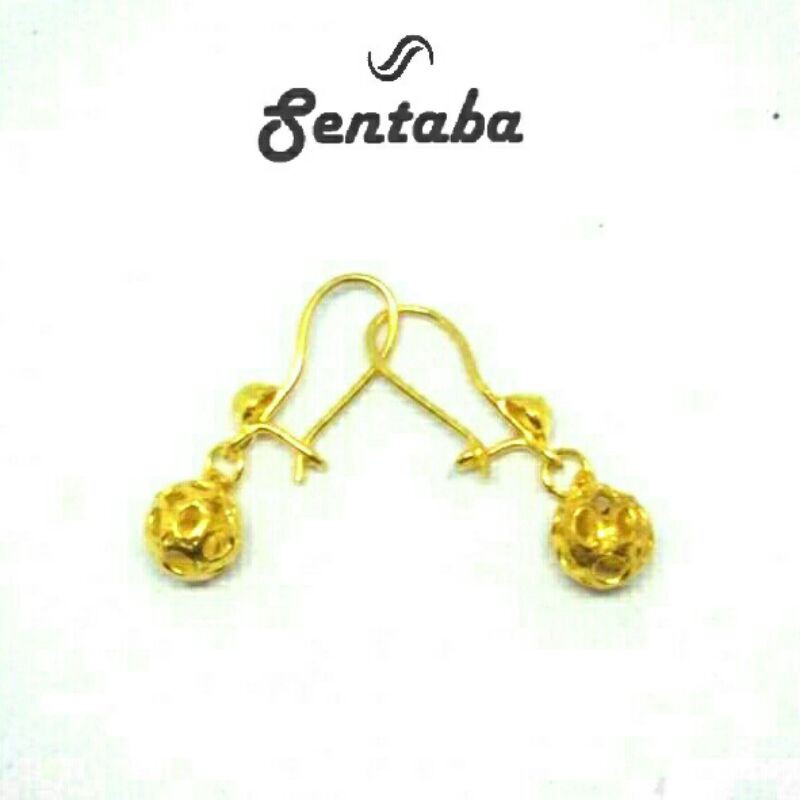 Anting Perak Murni 999 sarang lapis emas