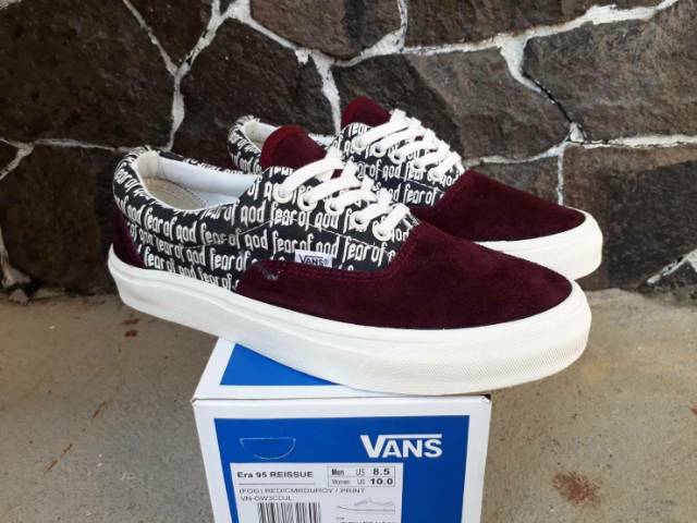 SNEAKERS PREMIUM BNIB MADE IN CHINA WAFFLE ICC SEPATU VANS ERA 95 REISSUE (FOG) RED/CMRDUROY/PRINT