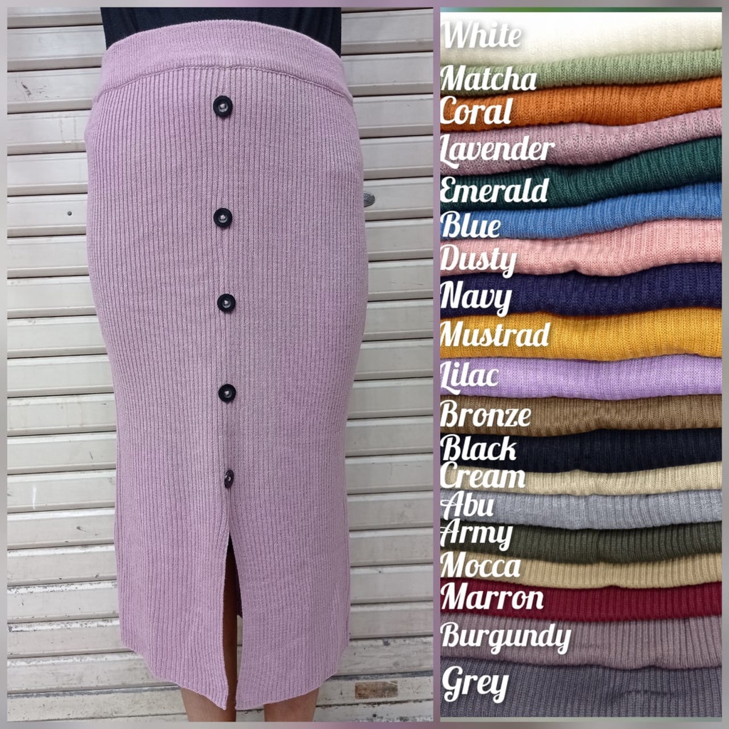 ROK RAJUT PANJANG KANCING BELAH TENGAH