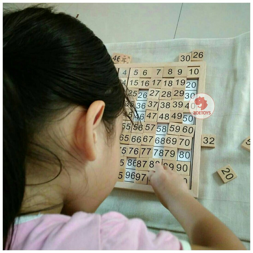 Zoetoys Montessori Math Wooden Hundred Board | Dual function Papan Kayu Montessori 1-100 - Apparatus Board multiplication table board papan belajar matematika penjumlahan pengurangan perkalian pembagian montessori | Mainan Edukasi Anak