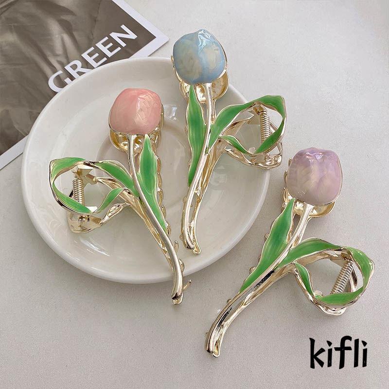 Jepit Rambut,Bentuk Bunga Tulip,Bahan Metal,Untuk Wanita