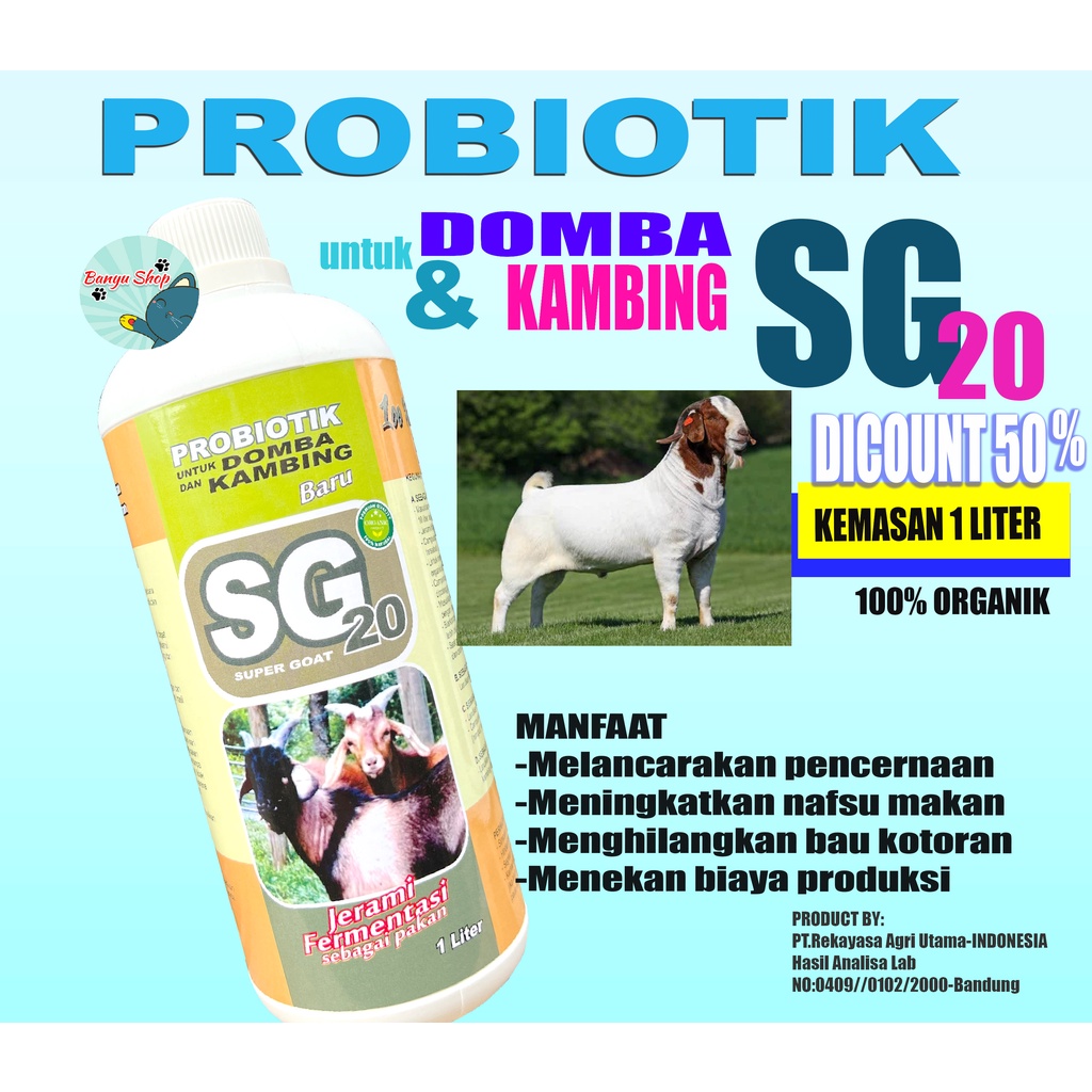1L Probiotik untuk fermentasi jerami/pakan kambing dan domba SG-20-KEMASAN 1 LITER-VITAMIN DOMBA-KAMBING