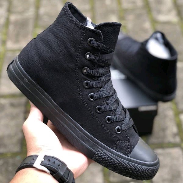 Sepatu Converse All Star High Full Black Tinggi Hitam Polos Grade Original  Premium | Shopee Indonesia