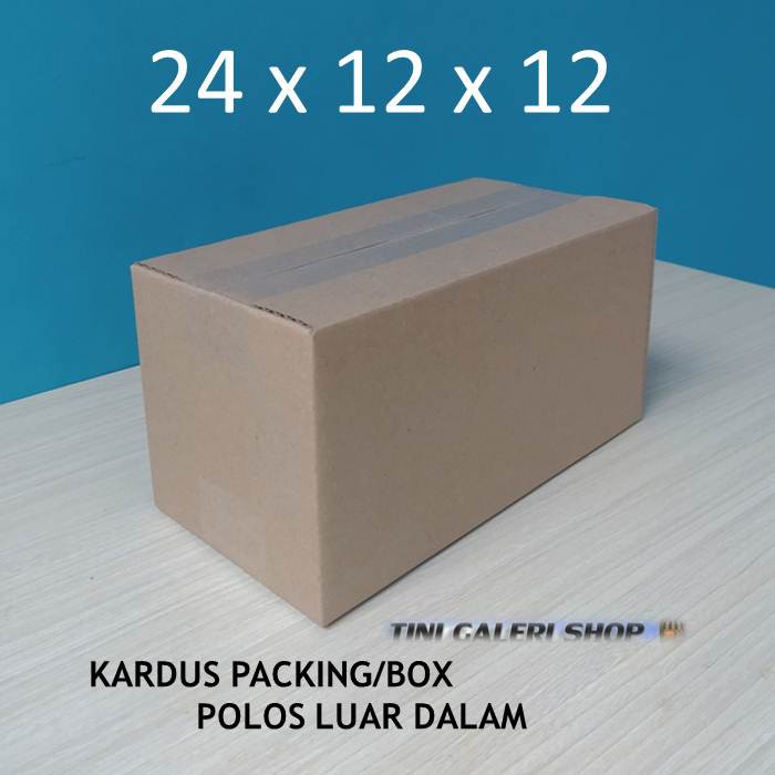 Kardus Packing-Box Polos Luar Dalam Uk.24x12x12 cm-Kardus Baru