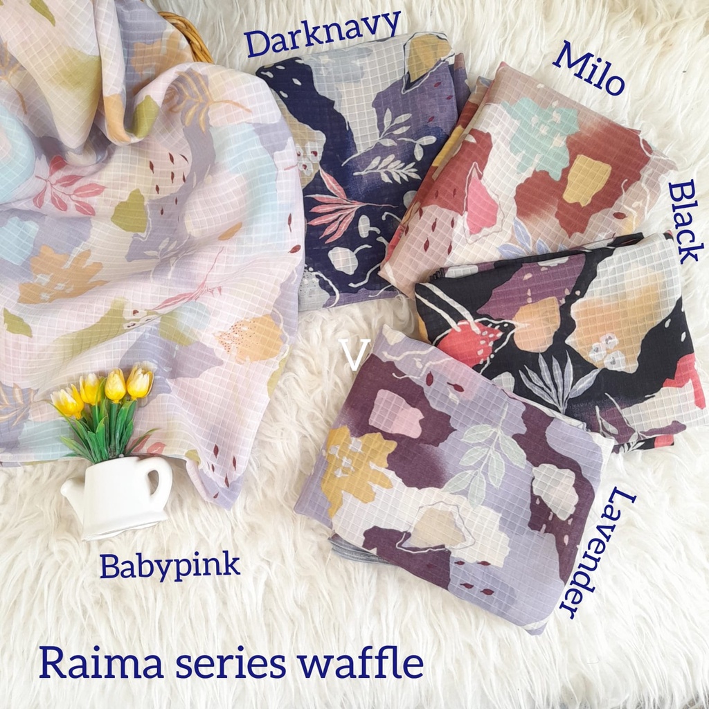HIJAB RAIMA/HIJAB SEGIEMPAT/JILBAB SEGI EMPAT/KERUDUNG SEGI4/SQUARE MOTIF ABSTRAK/POLYCOTTON