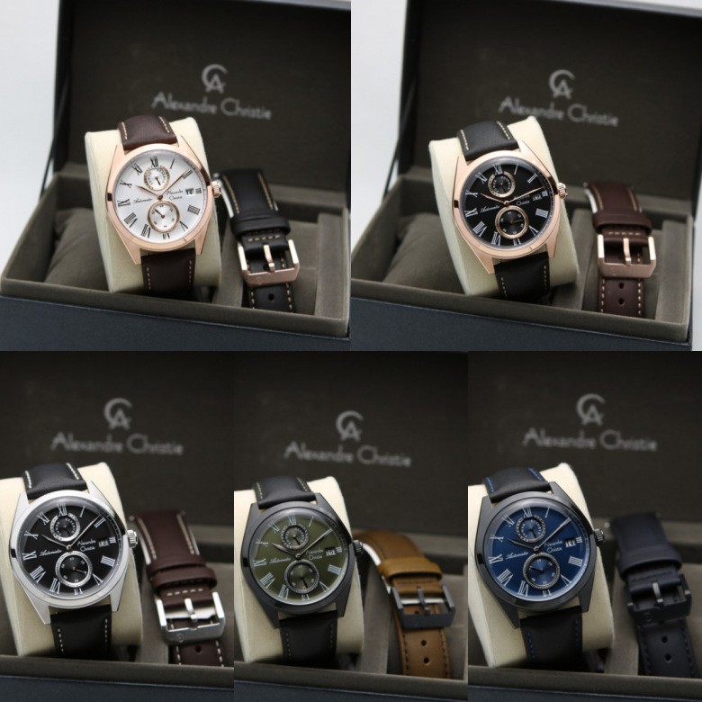 JAM TANGAN PRIA ALEXANDRE CHRISTIE AC 3040 AUTOMATIC LEATHER ORIGINAL GARANSI RESMI 1 TAHUN