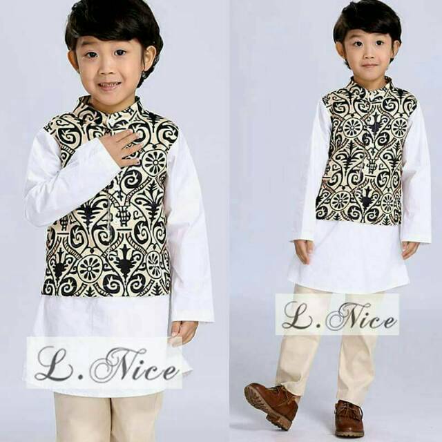 Lnice L Nice Black & White Batik Koko Set / Setelan Anak