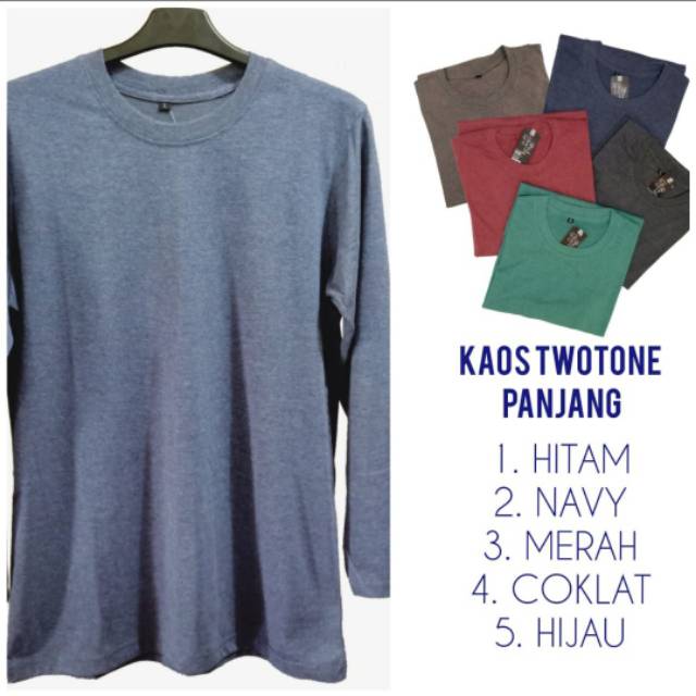 Kaos polos panjang twotone murah