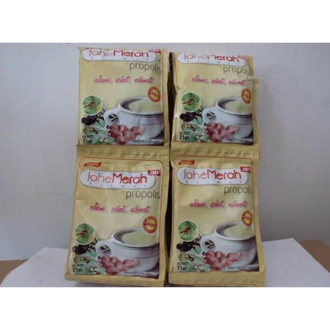 

jahe merah plus propolis dan creamer jmp 1 renceng isi 10 sacet
