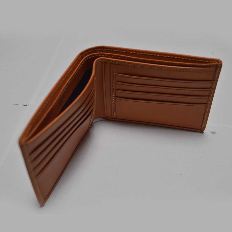 dompet pria kulit sapi asli bifold wallet - dompet lipat warna tan