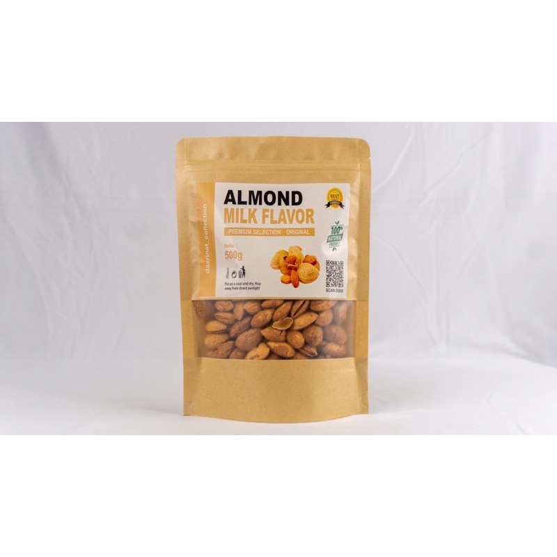 KACANG ALMOND SUSU  500 GRAM / ALMOND Roasted Milk flavour In Shell/ Kacang Cangkang Arab Rasa Susu/ Kacang Kulit Almond Panggang