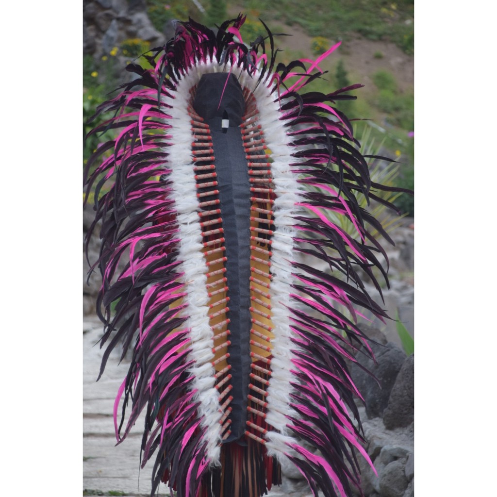 TOPI INDIAN - INDIAN HEADDRESS LONG AYAM BILABONG PINKY FUR PUTIH