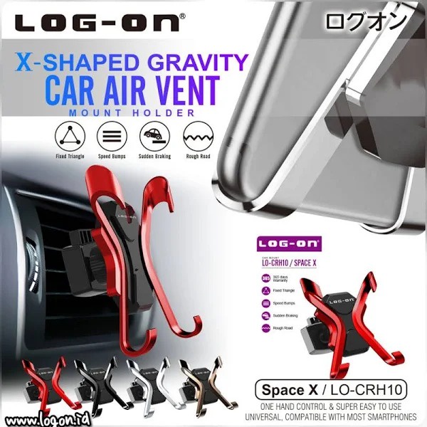 LOG-ON LO-CRH10 Car Mount Holder Stand SPACE X for Universal Phone Dudukan HP