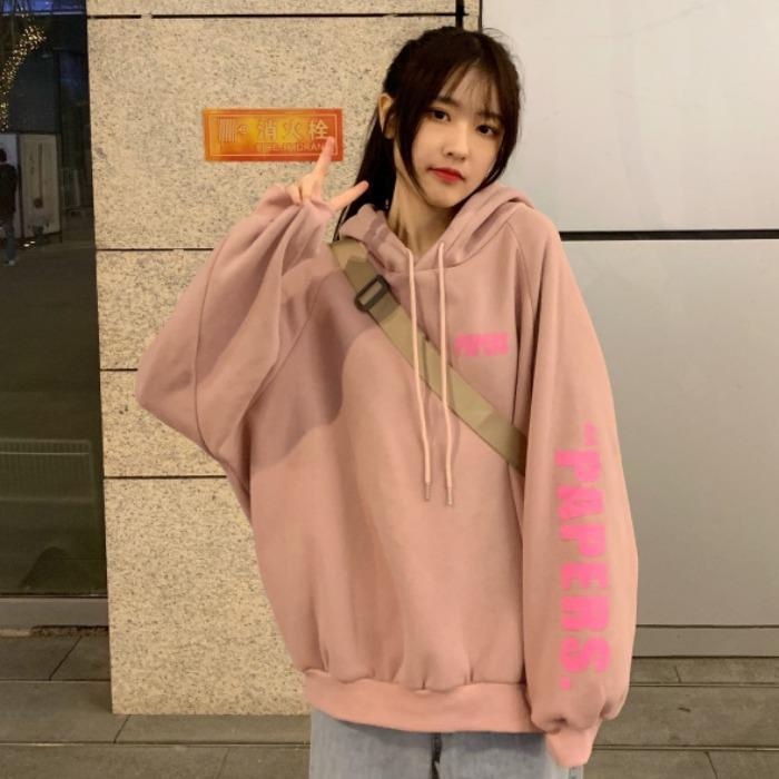 Hoodie Sweater PAPPERS Oversize Wanita Atasan Jacket Kekinian Modern Style Motif Cute Outfit Kasual Korean Style Jacket