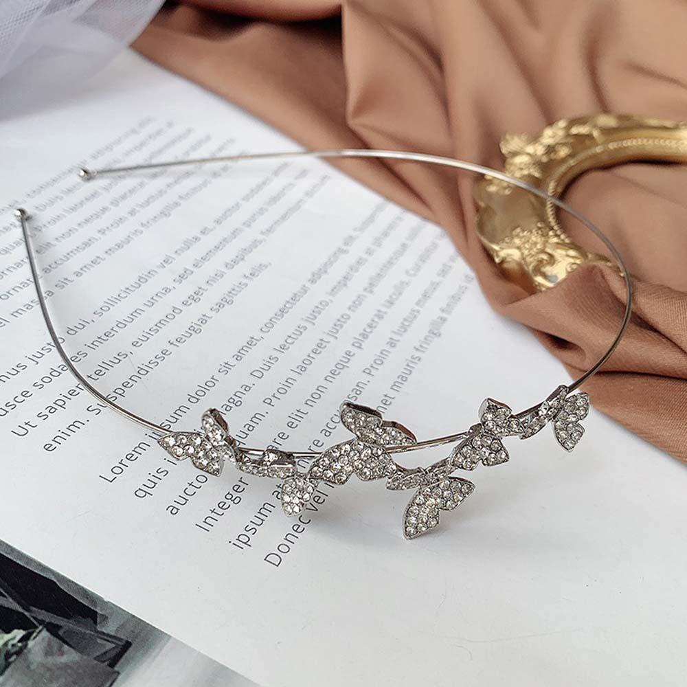 AUGUSTINA Aksesoris Rambut Kupu-Kupu Temperamen Korea Berlian Imitasi Kristal Rambut Hoop