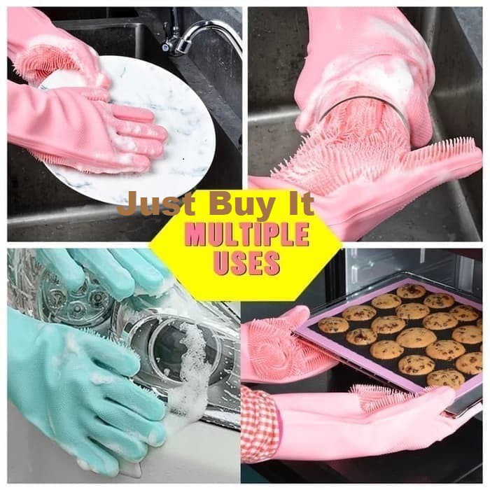 JBI-0098 Sarung Tangan Cuci Piring Silikon Serbaguna Tebal Tahan Panas - Silicone Cleaning Gloves