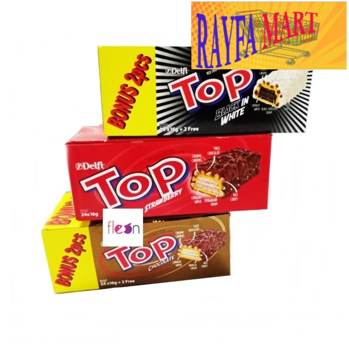 

Delfi TOP Cokelat Chocolate / Strawberry / Black In White (isi 24) - Black n White