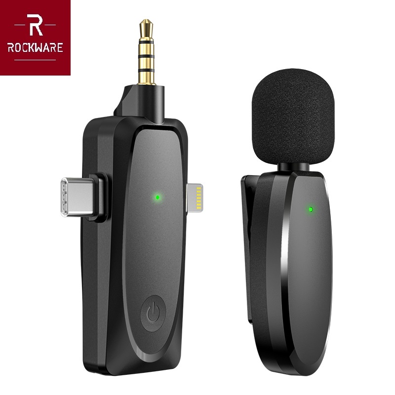 3 in 1 Wireless Clip-On Mini Portable Lavalier Microphone - Lightning/3.5mm/Type-C - Mikrofon Mini WIreless untuk Semua Perangkat