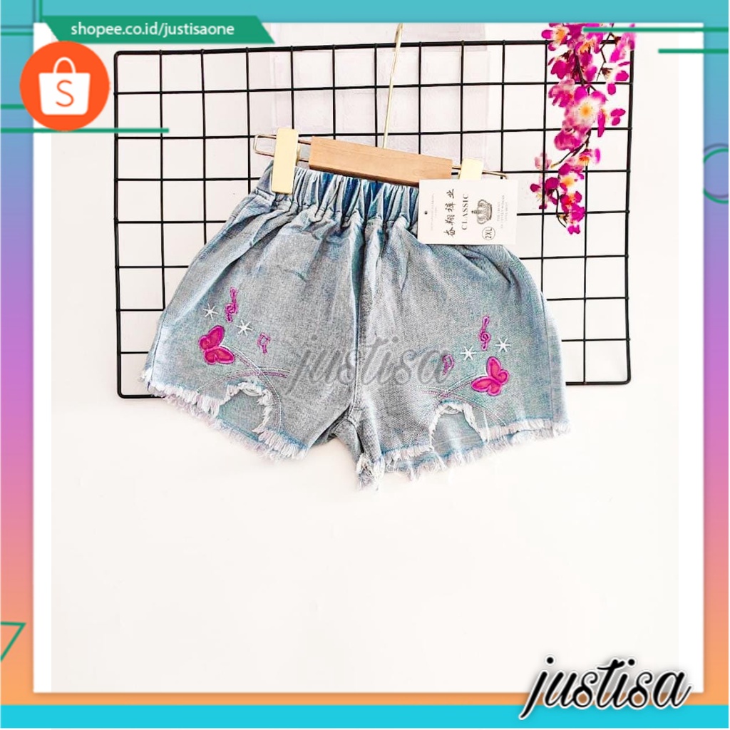 Promo !! Hotpants anak cewek / hot pants music butterfly pinky import ukuran 6bulan-1tahun (biru) / Celana pendek perempuan