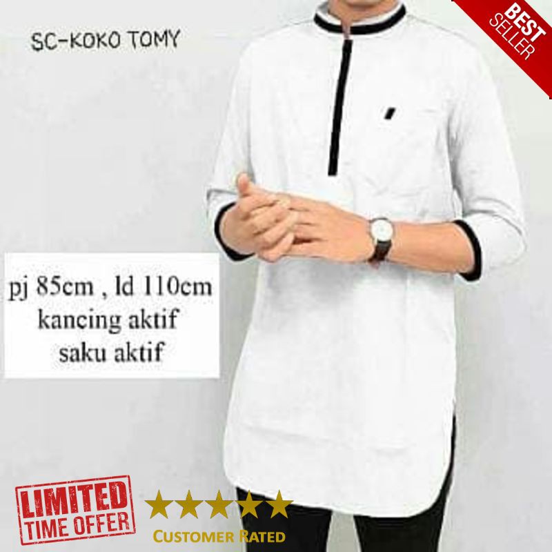 SUPER [KOKO TOMY WHITE SC] Koko pria katun putih
