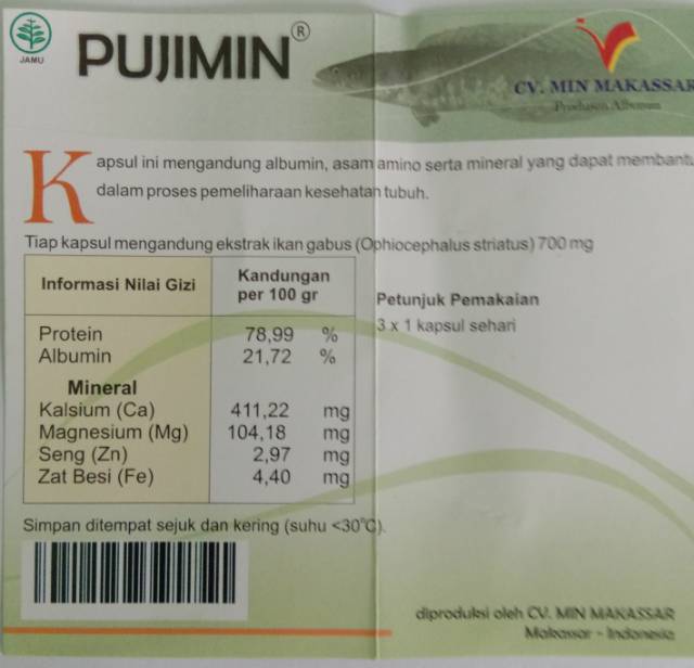 albumin pujimin / kapsul pujimin /ekstrak ikan gabus / pujimin /