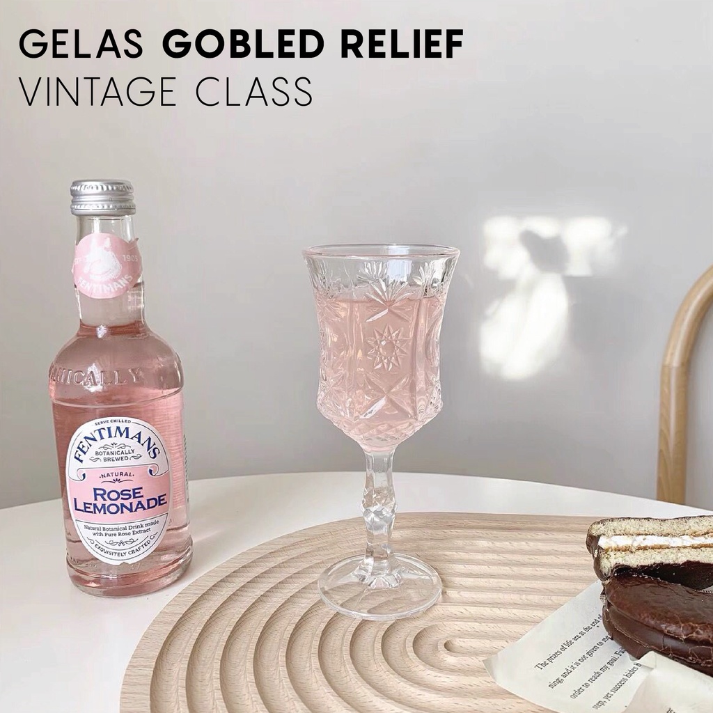 Gelas Kopi Wine 110ml Cangkir Kaca Cafe Cawan Anggur Coffee Glass Vintage Victoria Teh Susu Gobled