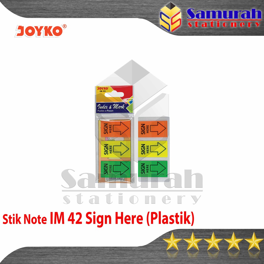 

Memo Stick IM 42 Joyko Sign Here Plastik / Sticky Note IM-42 / Plastik Stik Tempel Tanda Tangan