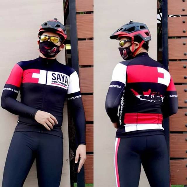 Kaos jersey sepeda lengan panjang elastis SXB SPORT INDONESIA ONE ROAD BIKE JERSEY