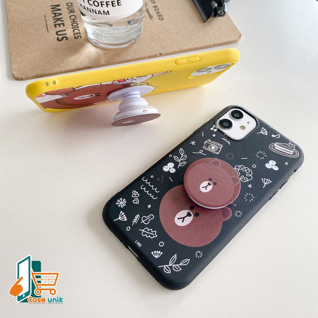 SS261 Softcase Popsocket BEAR Xiaomi Redmi Note 4 5a Prime 5 6 7 8 9 9s Pro CS2399