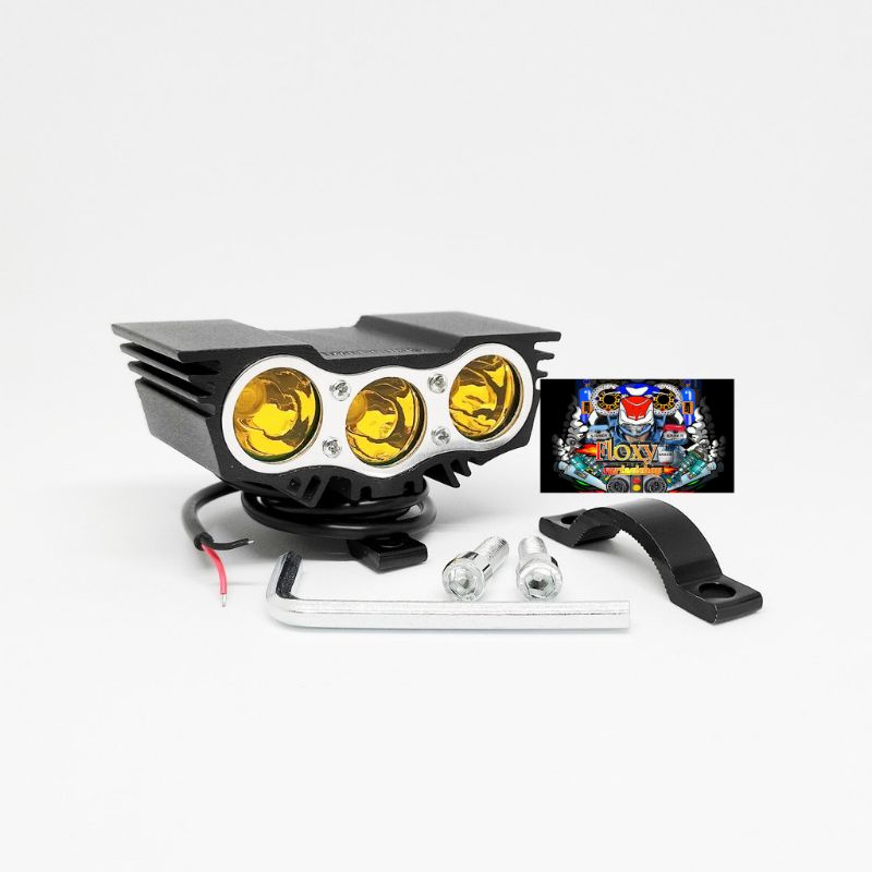 Lampu Tembak Led Lampu Sorot Led Owl Ultrafire 2 Mata &amp; 3 Mata Universal Semua Motor/WHITE AND YELLOW