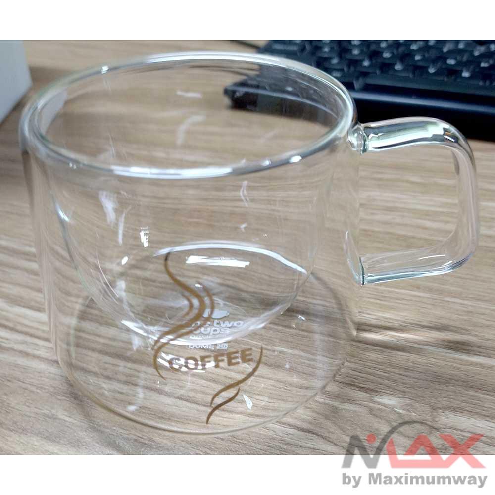 Gelas kopi Cangkir Minum coffee One Two Cups Cangkir Kopi Anti Panas Double-Wall Glass Dome 200ml