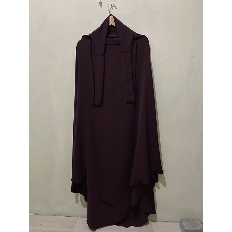 bismillah french khimar dark maroon marzan anti uv.