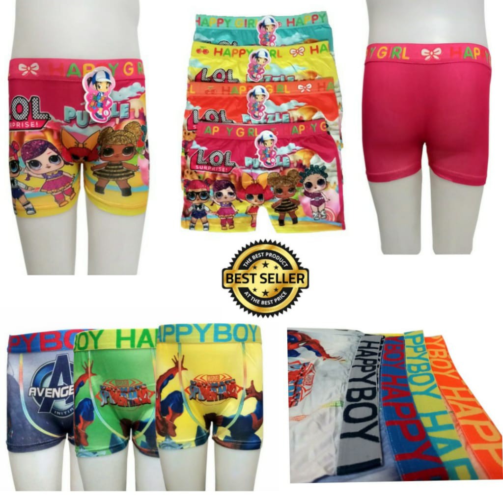 ☀ REV STORE ☀ Celana Dalam Boxer Anak Laki-laki &amp; Perempuan Avengers LoL Random / Celana anak Lucu