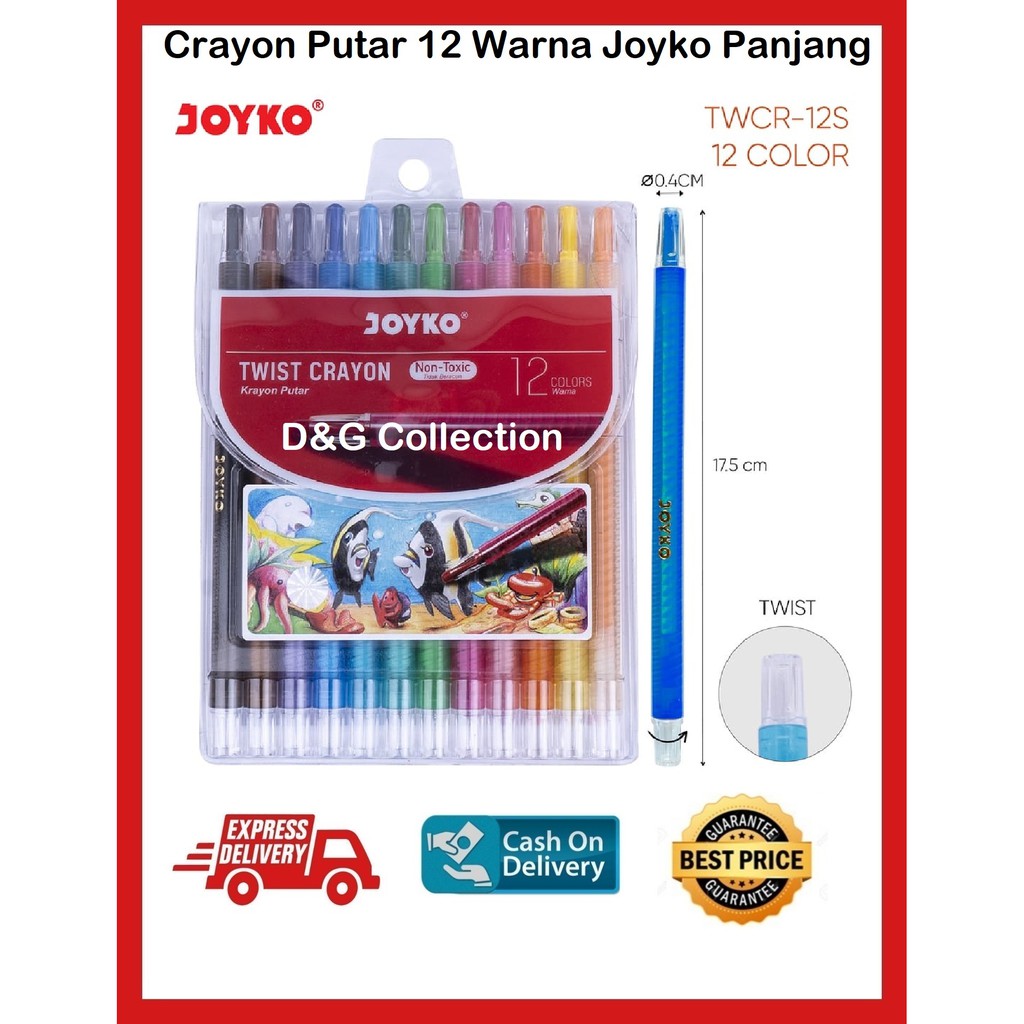 

CRAYON KRAYON OIL PASTEL PUTAR JOYKO 12 WARNA PANJANG