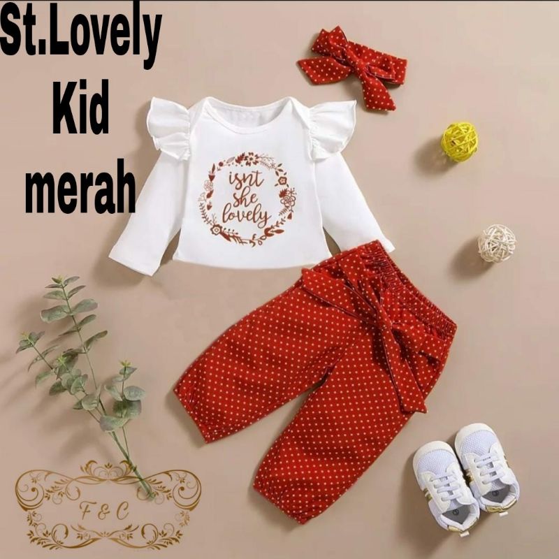 SET CELANA PANJANG LOVELY KID ANAK, BABYTERRY, SETELAN, 3 UKURAN