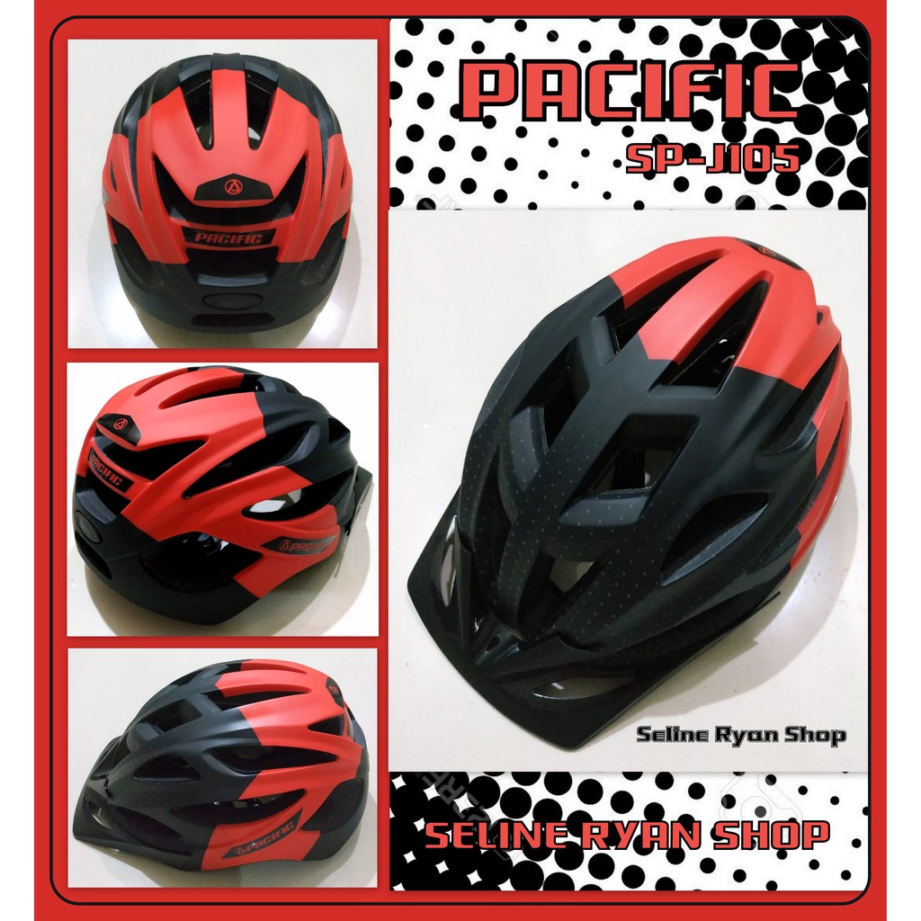  Helm  Sepeda  Pacific SP J105 Motif Dot Ada LED Shopee  