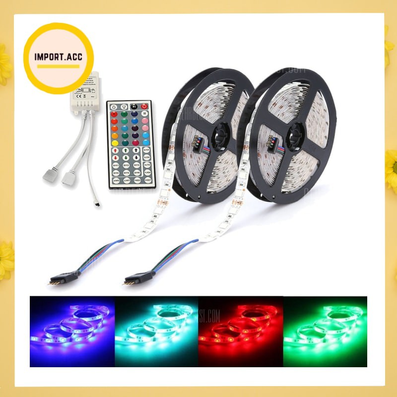 Lampu led strip 3528 RGB warna warni ac 220 v / Lampu led strip 5050 RGB / Adapter / Remote [import]