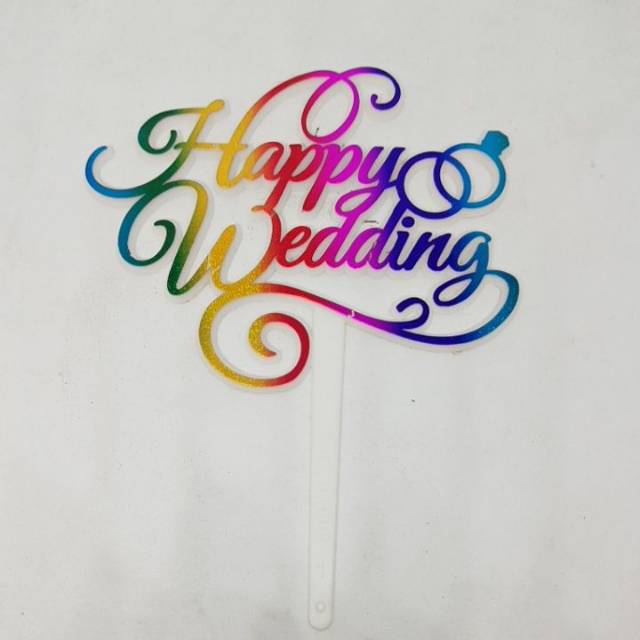 Topper hiasan Happy Wedding Tulisan Happy Wedding